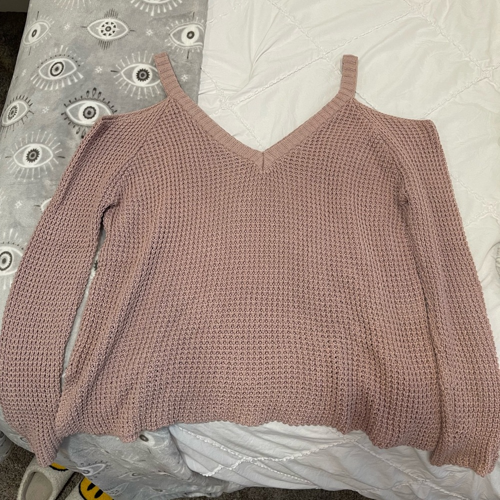 blush pink pac sun off the shoulder sweater